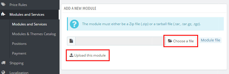 Upload module