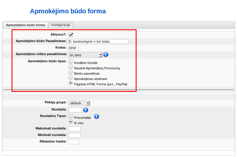 VM payment type form
